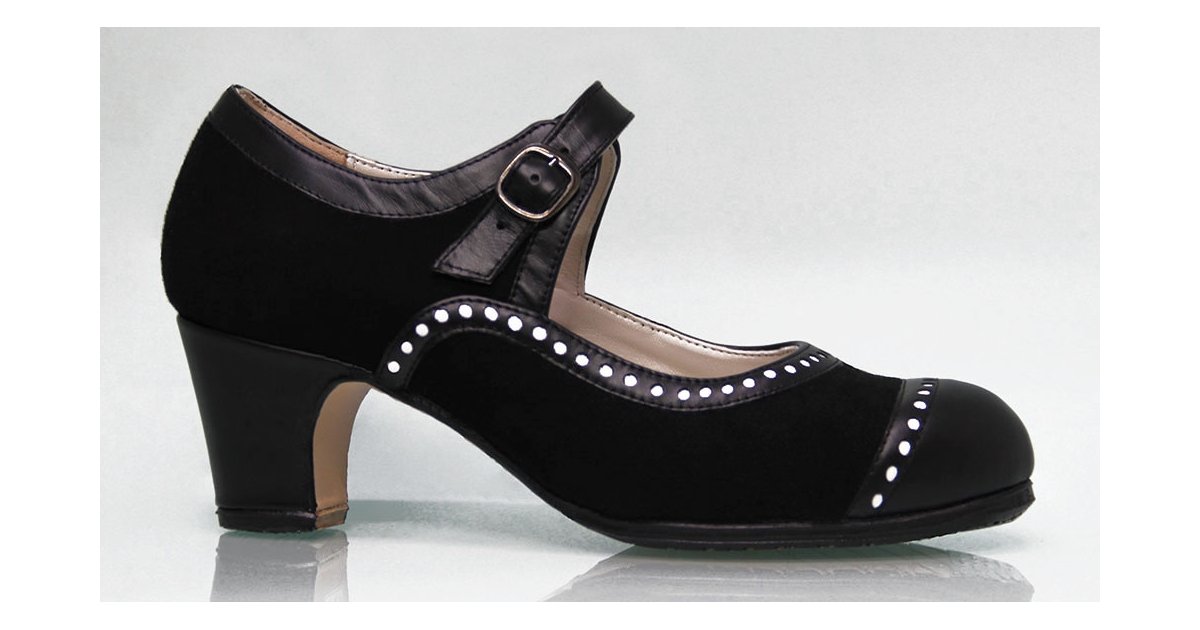 Chaussure de danse flamenco professionnelle en daim et cuir noir Chaussure de danse flamenco professionnelle en daim et cuir noir