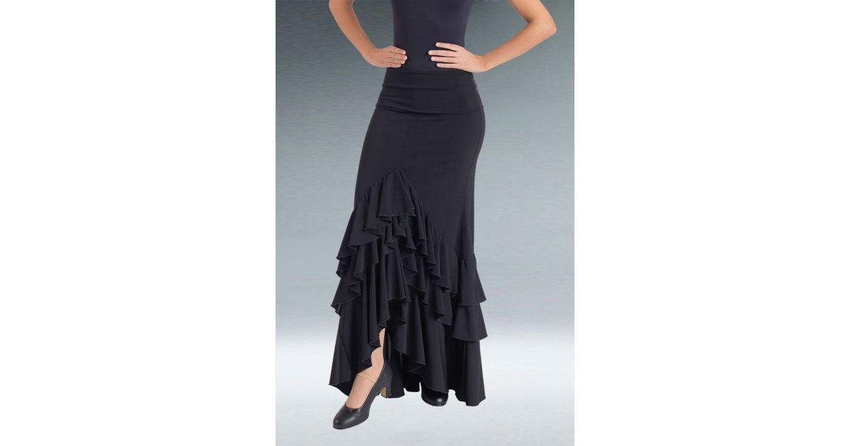 Falda Flamenco Negra 3 Volantes