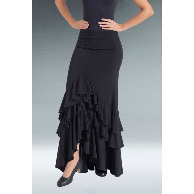 Falda Flamenco Negra 3 Volantes