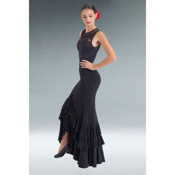 Black Flamenco Skirt 3 Ruffles