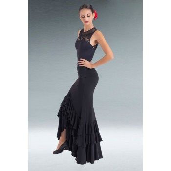 Falda Flamenco Negra 3 Volantes