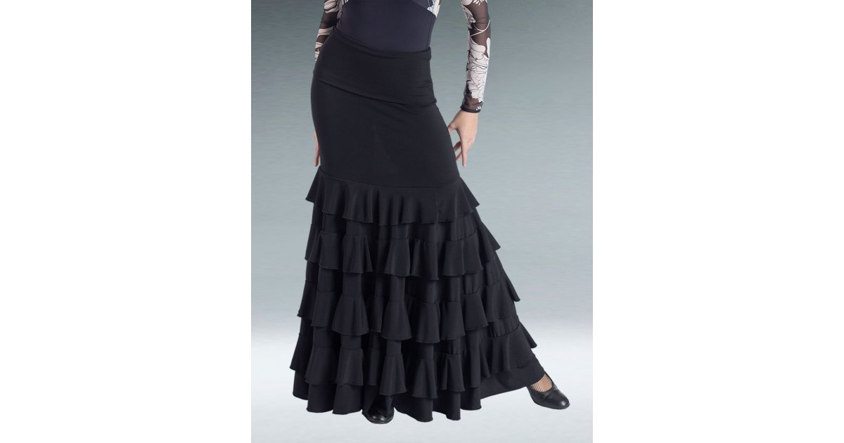 Falda Flamenco Negra Volantes