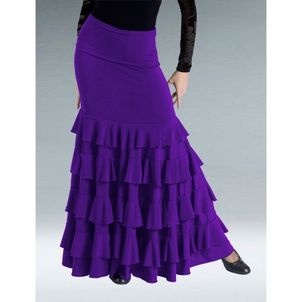 Falda Flamenco Color Cardenal Volantes