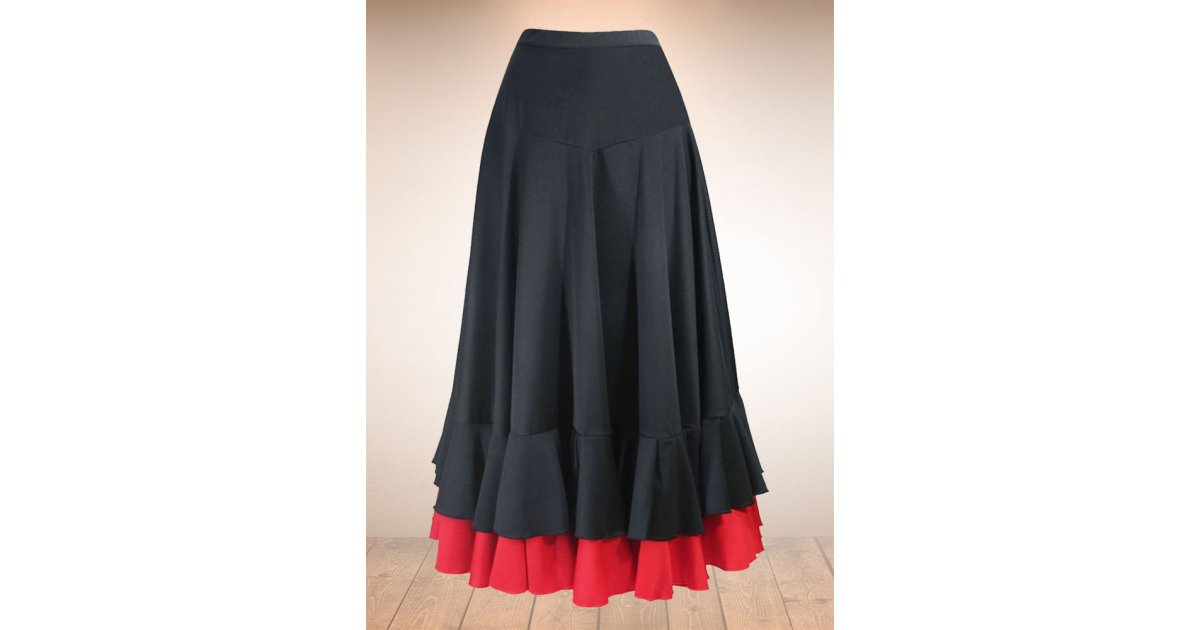 Jupe Flamenco Noire 2 Volants Jupe Flamenco Noire 2 Volants