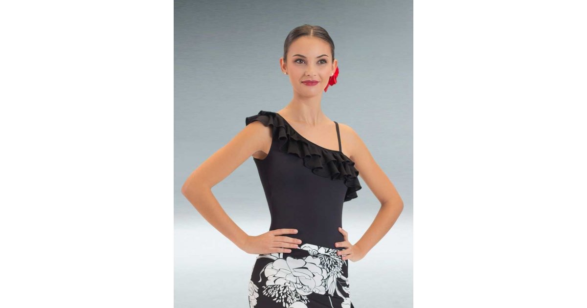 Maillot Flamenco Negro con Dos Volantes Maillot Flamenco Negro con Dos Volantes