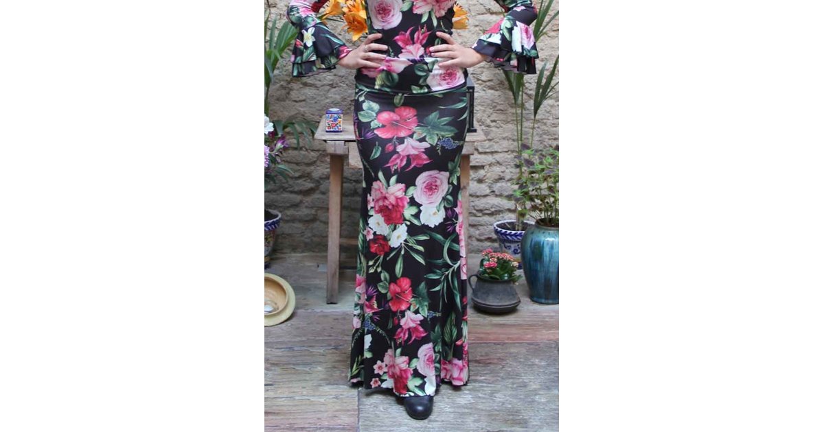 Falda flamenco Alajar estampado flores Falda flamenco Alajar estampado flores