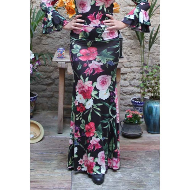 Falda flamenco Alajar estampado flores Falda flamenco Alajar estampado flores