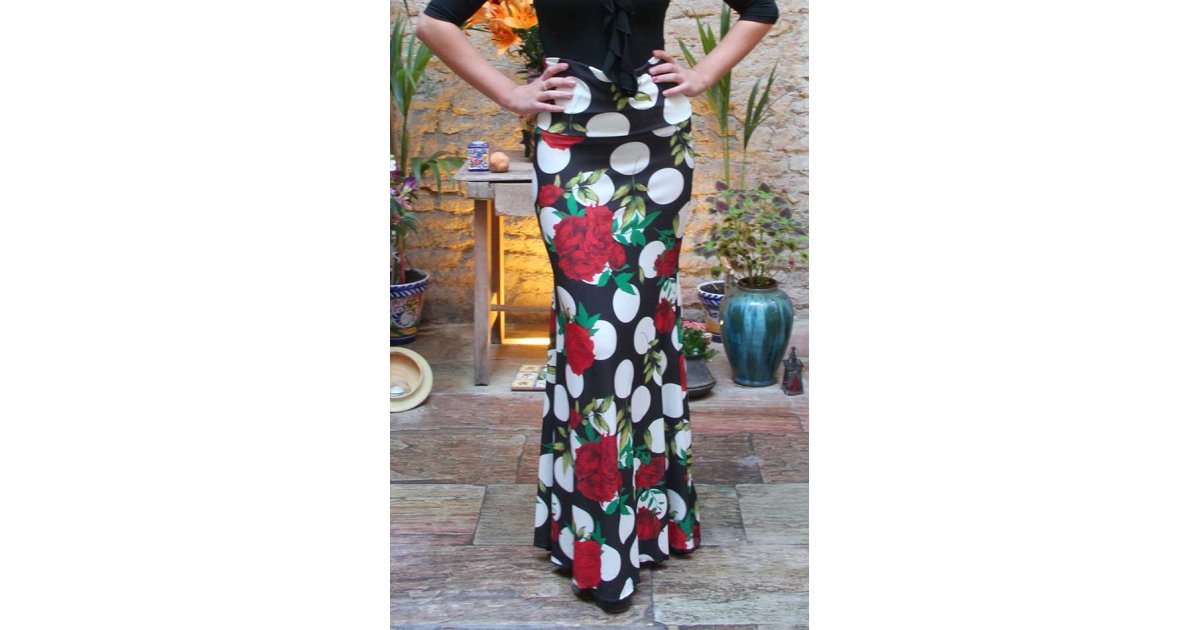 Godet Print Flamenco Skirt