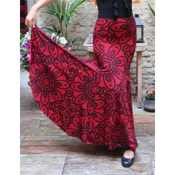 Jupe Flamenco Imprimée Rouge