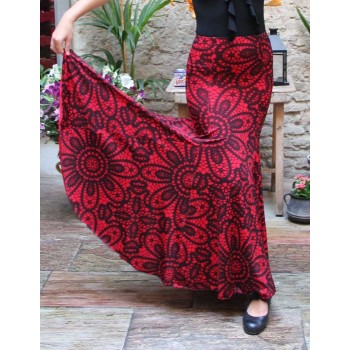 Red Print Flamenco Skirt