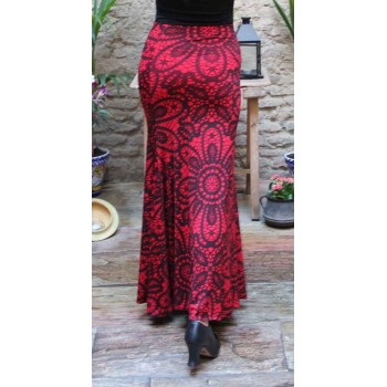 Red Print Flamenco Skirt