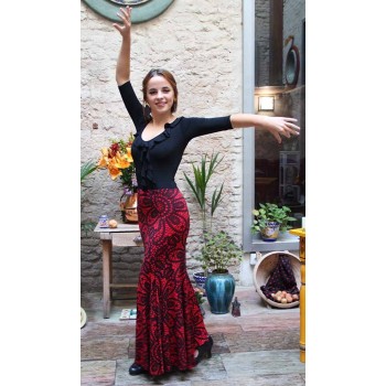 Falda Flamenco Estampado Rojo