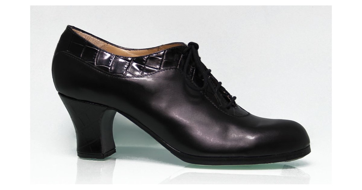 Zapato de baile Flamenco Profesional Abotinado combinado piel negro y coco Zapato de baile Flamenco Profesional Abotinado combinado piel negro y coco