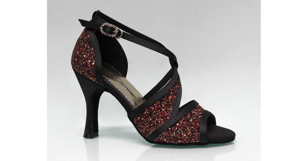 Black and Glitter Combined Ballroom Dance Shoe
