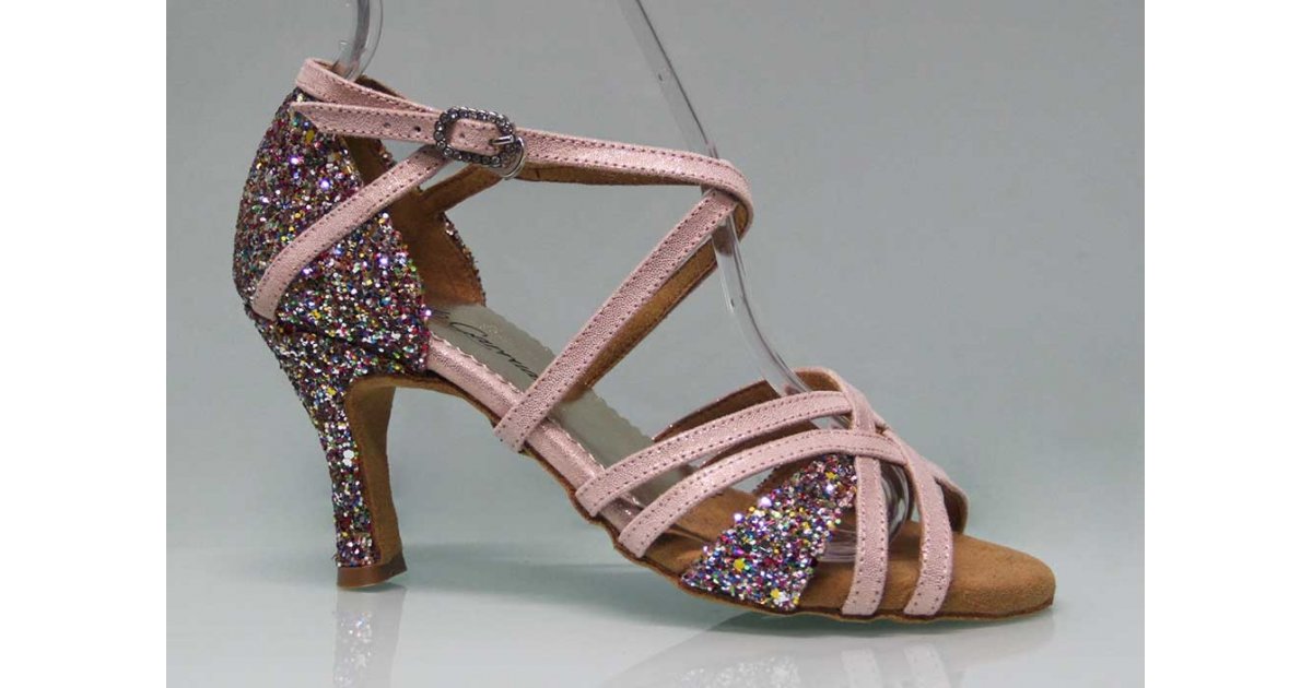 Zapato para Baile de Salón Combinado Piel de Ante Nude y Glitter Zapato para Baile de Salón Combinado Piel de Ante Nude y Glitter