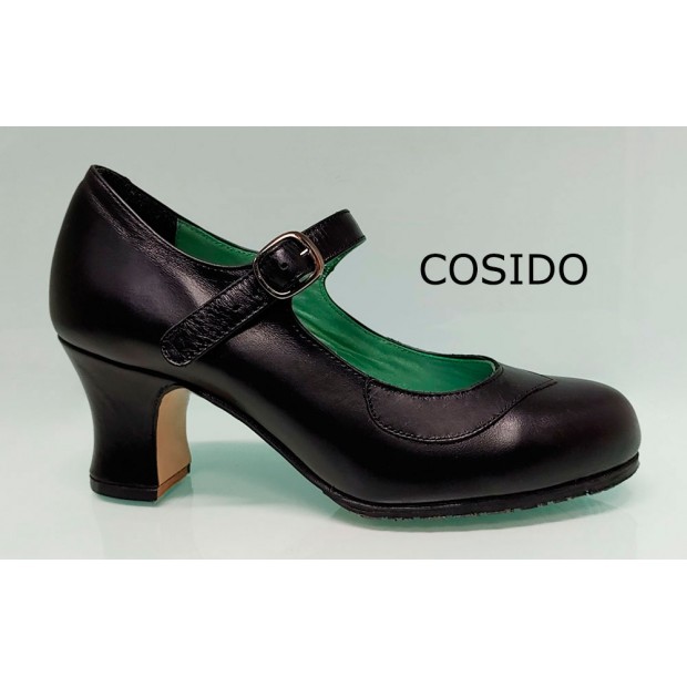 Flamenco Dance Shoes Semi-Professional Black Leather Stitched Flamenco Dance Shoes Semi-Professional Black Leather Stitched
