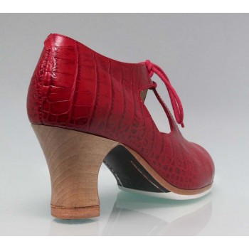 Chaussure de Danse Flamenco Professionnelle Cuir Fantaisie Crocodile Rouge