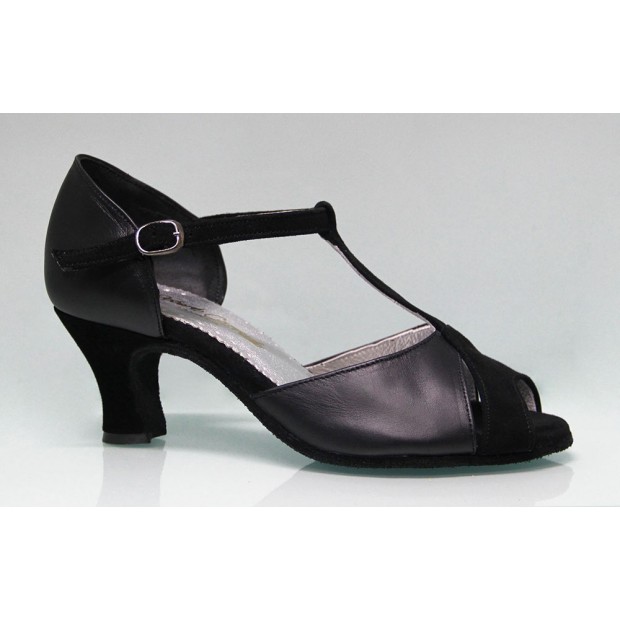 Chaussure de danse de salon combinée en cuir et daim noir Chaussure de danse de salon combinée en cuir et daim noir