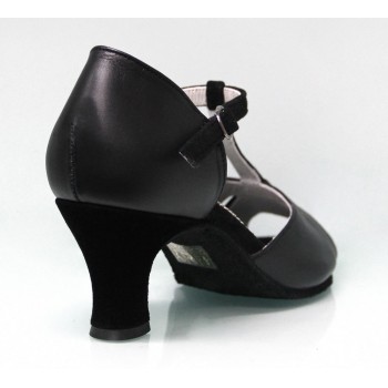 Chaussure de danse de salon combinée en cuir et daim noir