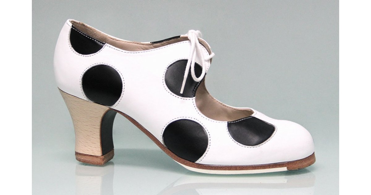 Chaussure de danse flamenco professionnelle en cuir noir et blanc Chaussure de danse flamenco professionnelle en cuir noir et blanc