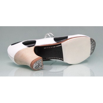 Chaussure de danse flamenco professionnelle en cuir noir et blanc