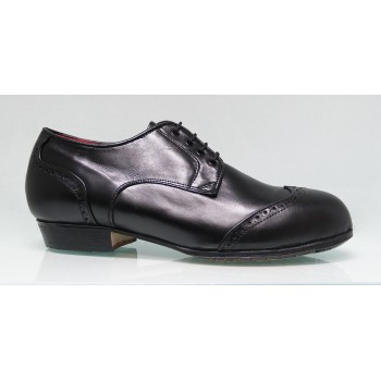 Zapato Flamenco Profesional Negro Tacón Bajo Con Adorno En Pala