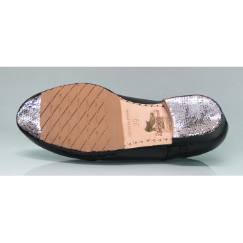 Zapato Flamenco Profesional Negro Tacón Bajo Con Adorno En Pala