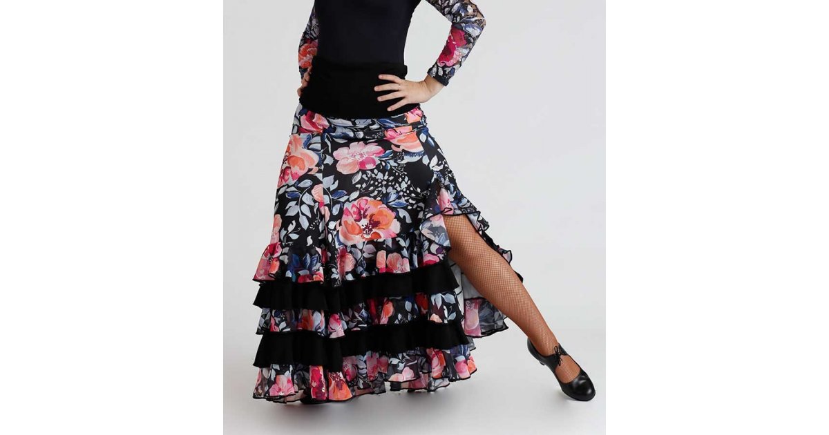 Falda Flamenco Entallada Estampada Flores Falda Flamenco Entallada Estampada Flores