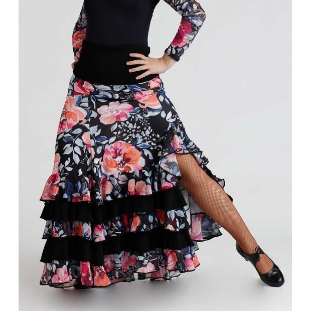 Falda Flamenco Entallada Estampada Flores Falda Flamenco Entallada Estampada Flores