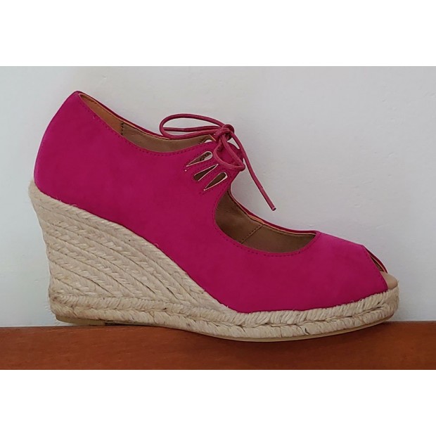 Zapatilla Esparto Fucsia Cordones