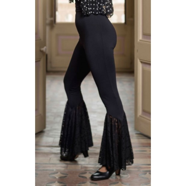Pantalon de flamenco noir et dentelle Annecy Zapatos de Baile Flamenco