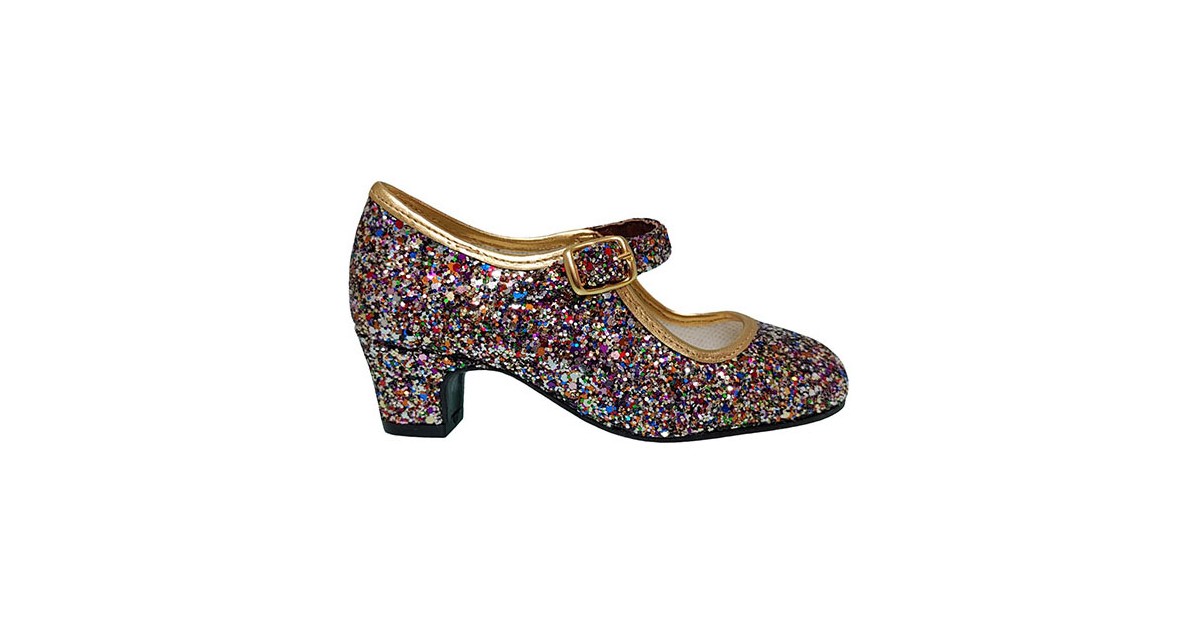 Repulsión Refrigerar Barriga Zapato de Flamenca Glitter Multicolor