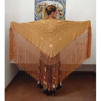 Tan Shawl Hand Embroidered...