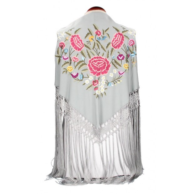 Gray Shawl Hand Embroidered...