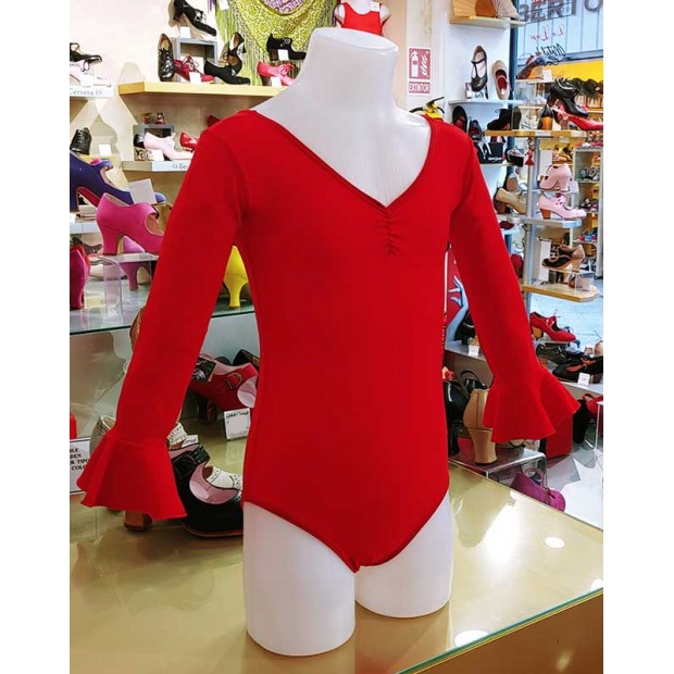 Maillot Fille Rouge Manches...