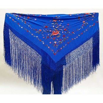 Embroidered Blue Silk Shawl...