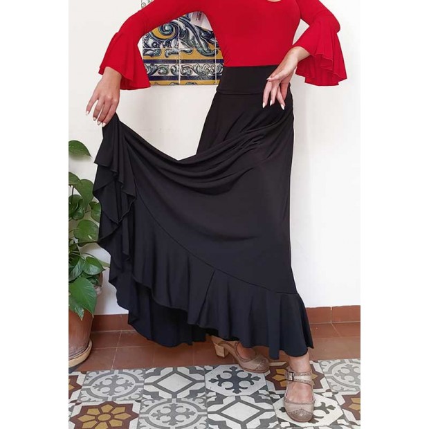 half layer black flamenco skirt with a ruffle