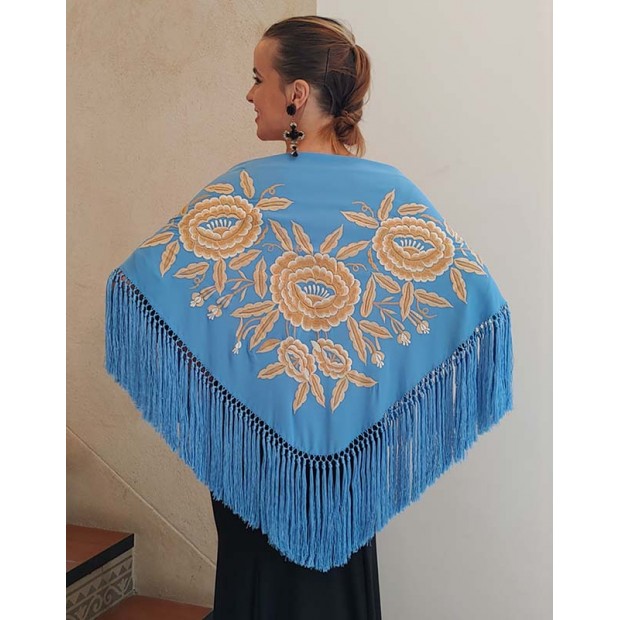 Hand Embroidered Ducat Blue...