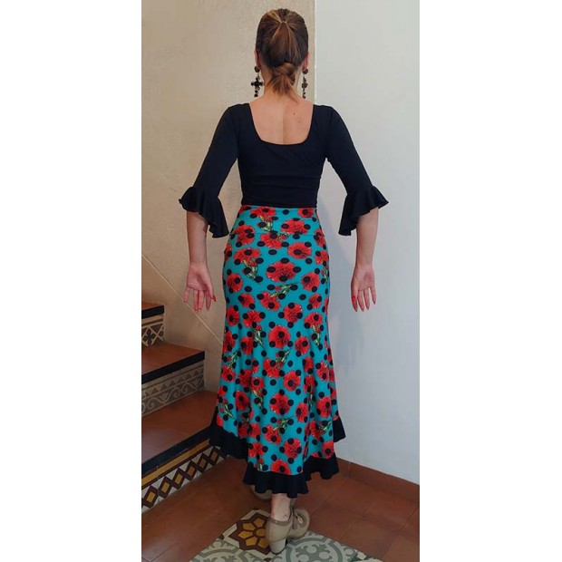 FaldaSobrefalda Flamenco Estampada con Flores y Lunares