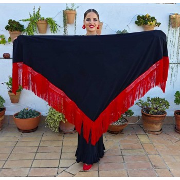 Black Peaked Shawl With Red...