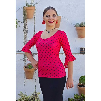 Top Flamenco Rojo Coral Con...