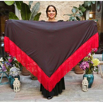 Black Peaked Shawl Red...