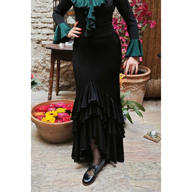 Black Flamenco Skirt with 3...