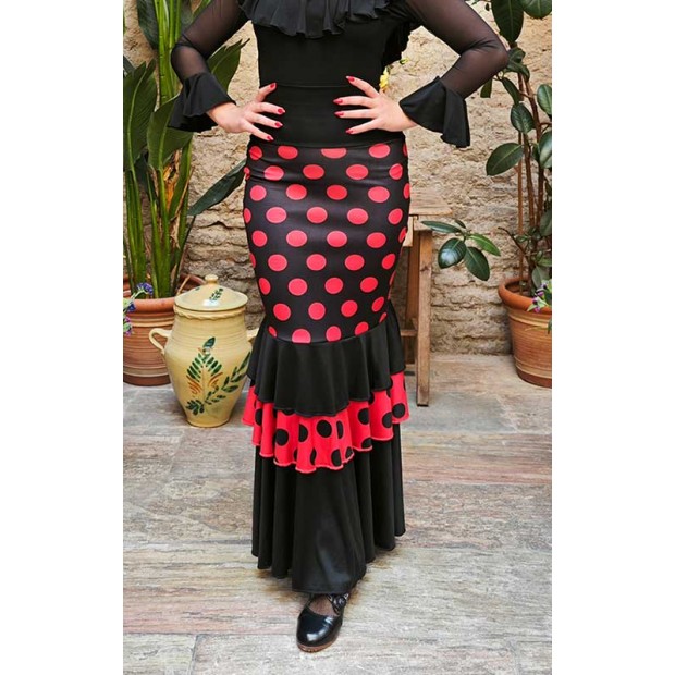 Black Flamenco Skirt with...