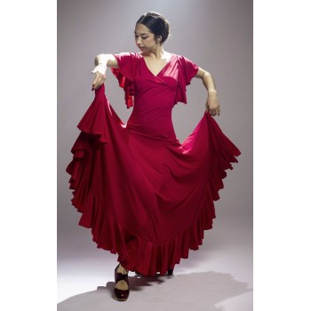 Maroon Waves Flamenco Dress