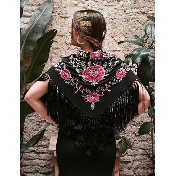 Black Shawl Embroidered...