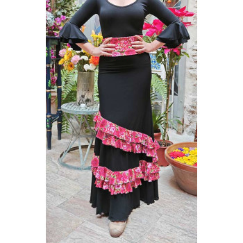 Black Flamenco Skirt with...