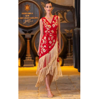 Coral-Red España Dress with...