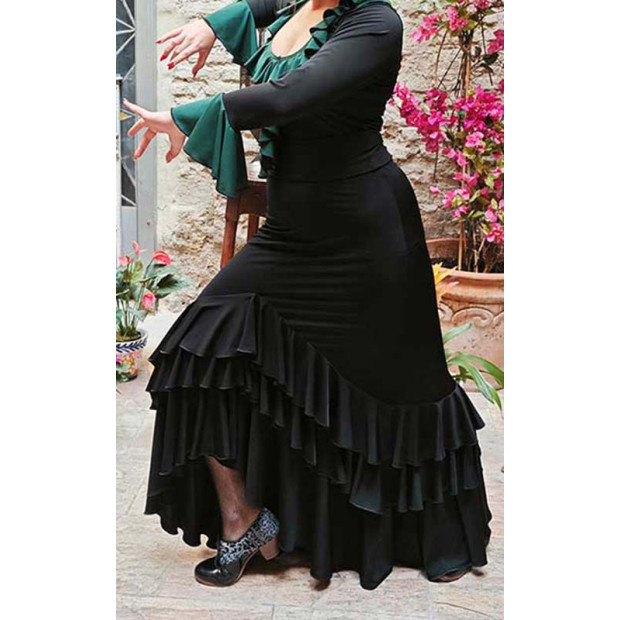 Black Flamenco Skirt with 3...