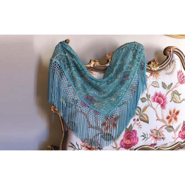 Aqua Green Lace Shawl with...